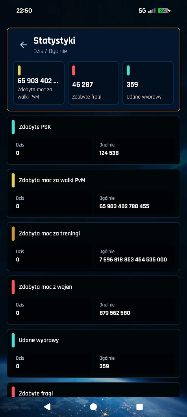 KW Mobile — your game statistics